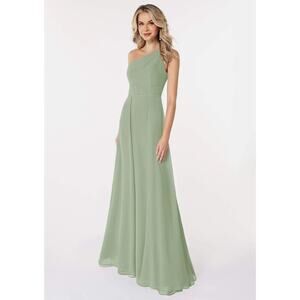 Azazie Molly Dress A4 Dusty Sage One Shoulder Pleated Chiffon Bridesmaid Wedding